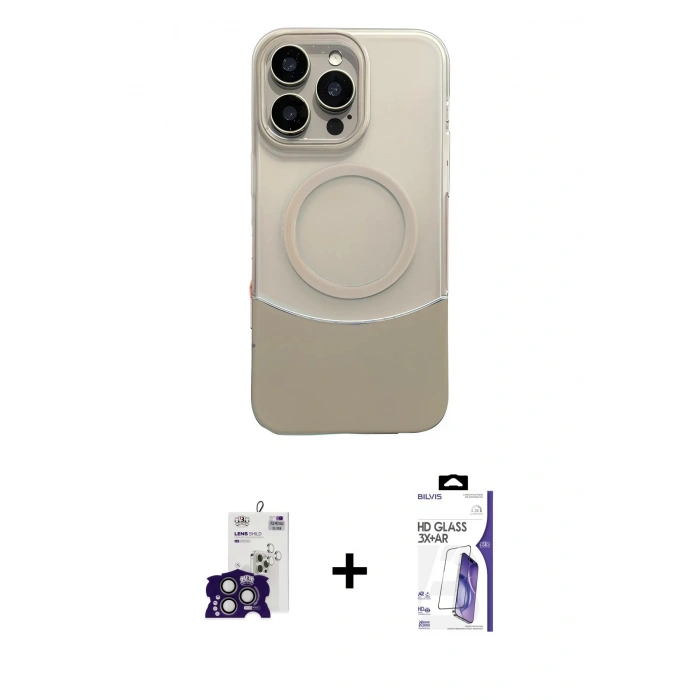 MARSİLYAN™- iPhone 16 Pro Max Kılıf Kozmos Form Özel Seri - Siyah Bilvis 3X AR HD Cam Ekran Koruyucu + Bilvis Titan Kamera Lens - TMGI