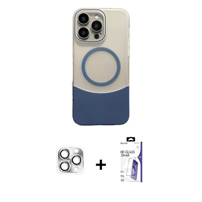 MARSİLYAN™- iPhone 16 Pro Max Kılıf Kozmos Form Özel Seri - Siyah Bilvis 3X AR HD Cam Ekran Koruyucu + Pers Alüminyum Kamera Lens - GS