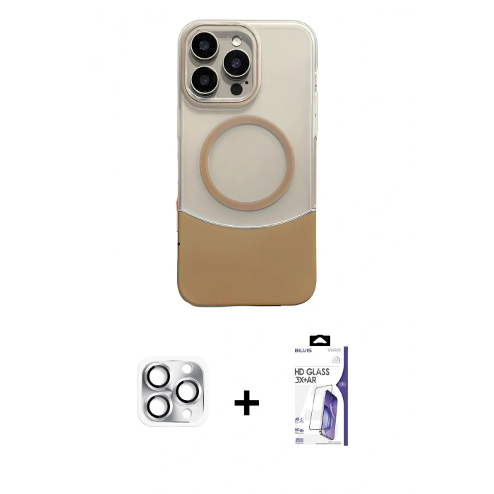 MARSİLYAN™- iPhone 16 Pro Max Kılıf Kozmos Form Özel Seri - Siyah Bilvis 3X AR HD Cam Ekran Koruyucu + Pers Alüminyum Kamera Lens - GS