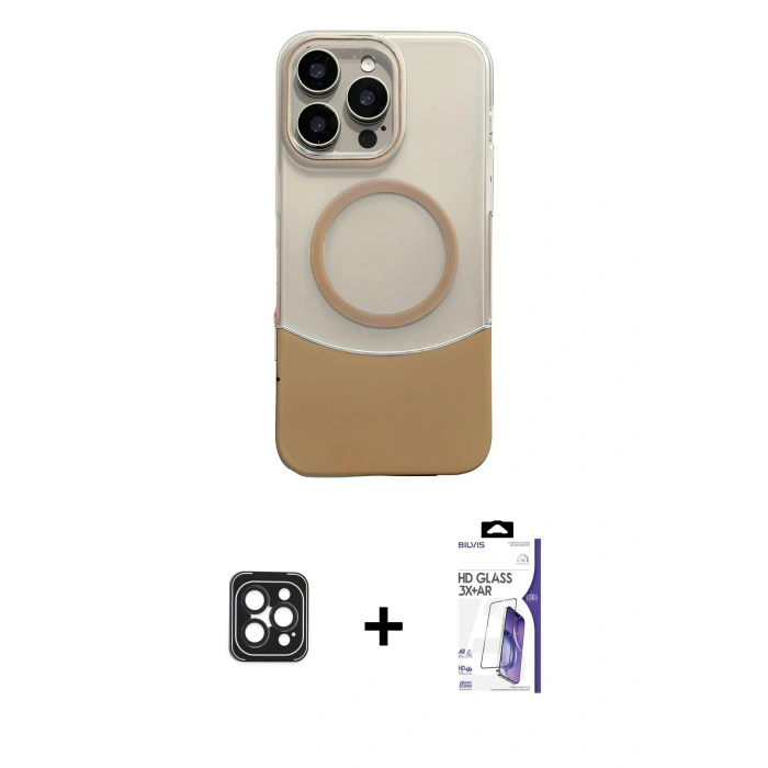 MARSİLYAN™- iPhone 16 Pro Max Kılıf Kozmos Form Özel Seri - Siyah Bilvis 3X AR HD Cam Ekran Koruyucu + PVD Metal Kamera Lens - SH