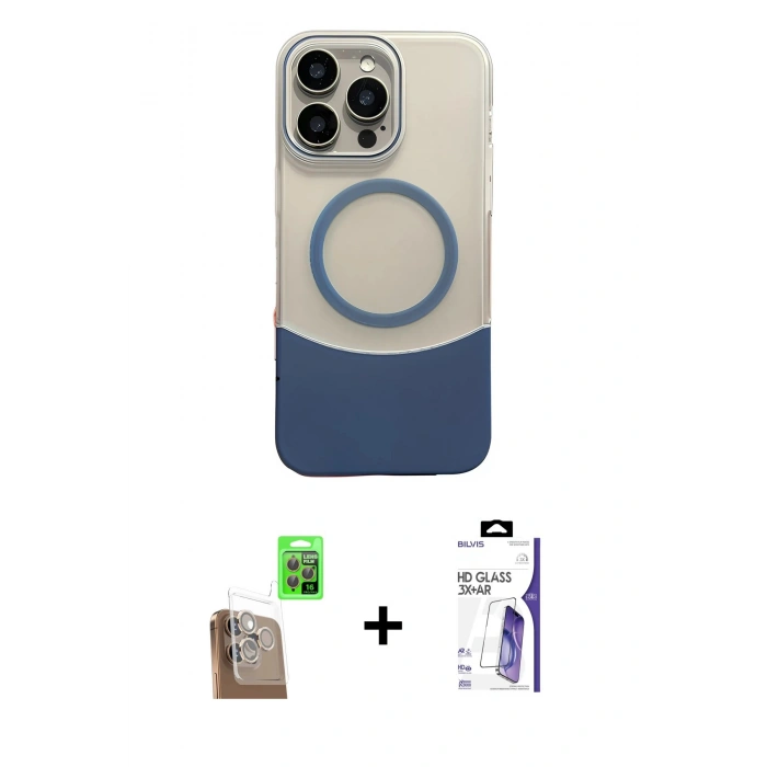 MARSİLYAN™- iPhone 16 Pro Max Kılıf Kozmos Form Özel Seri - Siyah Bilvis 3X AR HD Cam Ekran Koruyucu + Raze Metal Kamera Lens - CLTM