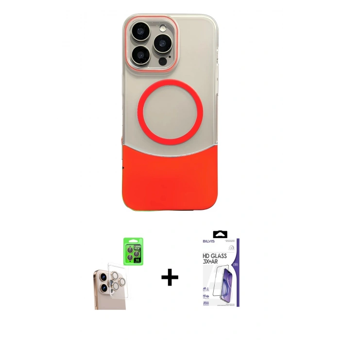 MARSİLYAN™- iPhone 16 Pro Max Kılıf Kozmos Form Özel Seri - Siyah Bilvis 3X AR HD Cam Ekran Koruyucu + Raze Metal Kamera Lens - NLGY