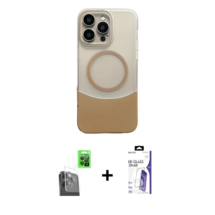 MARSİLYAN™- iPhone 16 Pro Max Kılıf Kozmos Form Özel Seri - Siyah Bilvis 3X AR HD Cam Ekran Koruyucu + Raze Metal Kamera Lens - SH