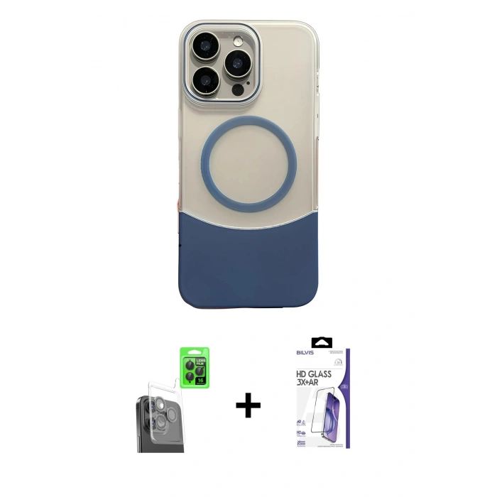 MARSİLYAN™- iPhone 16 Pro Max Kılıf Kozmos Form Özel Seri - Siyah Bilvis 3X AR HD Cam Ekran Koruyucu + Raze Metal Kamera Lens - SH