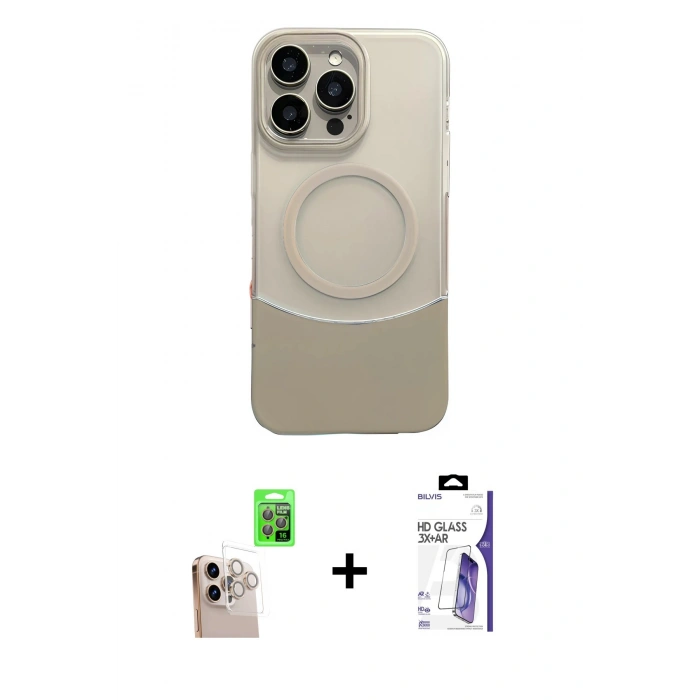 MARSİLYAN™- iPhone 16 Pro Max Kılıf Kozmos Form Özel Seri - Siyah Bilvis 3X AR HD Cam Ekran Koruyucu + Raze Metal Kamera Lens - NLGY
