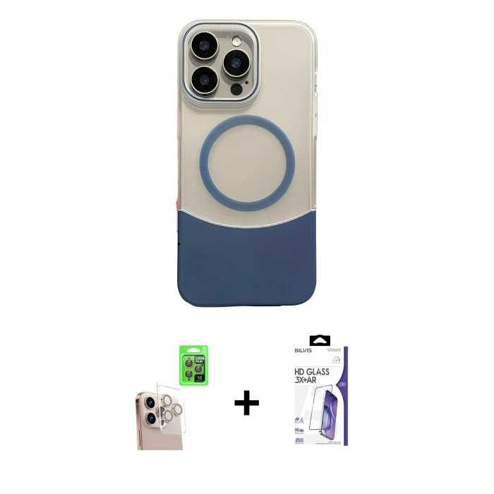 MARSİLYAN™- iPhone 16 Pro Max Kılıf Kozmos Form Özel Seri - Siyah Bilvis 3X AR HD Cam Ekran Koruyucu + Raze Metal Kamera Lens - NLGY
