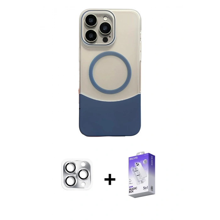MARSİLYAN™- iPhone 16 Pro Max Kılıf Kozmos Form Özel Seri - Siyah Bilvis 5in1 3D Magic Cam Ekran Koruyucu + Pers Alüminyum Kamera Lens - GS