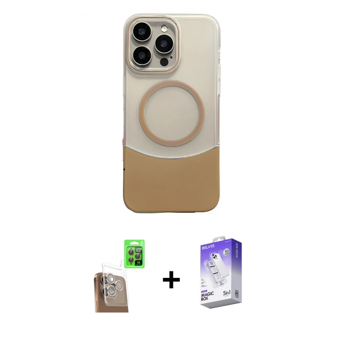 MARSİLYAN™- iPhone 16 Pro Max Kılıf Kozmos Form Özel Seri - Siyah Bilvis 5in1 3D Magic Cam Ekran Koruyucu + Raze Metal Kamera Lens - CLTM