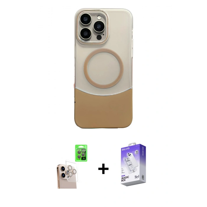 MARSİLYAN™- iPhone 16 Pro Max Kılıf Kozmos Form Özel Seri - Siyah Bilvis 5in1 3D Magic Cam Ekran Koruyucu + Raze Metal Kamera Lens - NLGY