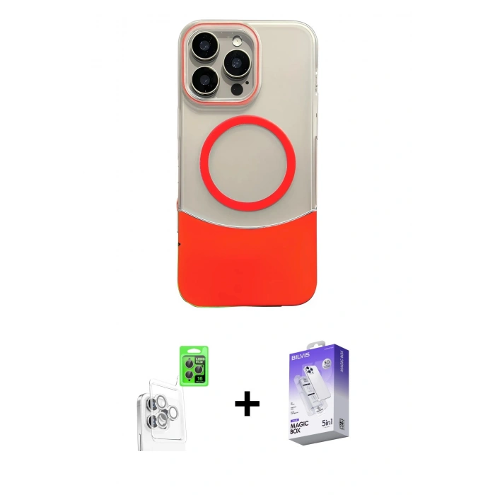 MARSİLYAN™- iPhone 16 Pro Max Kılıf Kozmos Form Özel Seri - Siyah Bilvis 5in1 3D Magic Cam Ekran Koruyucu + Raze Metal Kamera Lens - BZ