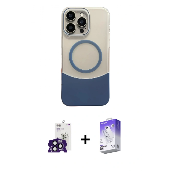 MARSİLYAN™- iPhone 16 Pro Max Kılıf Kozmos Form Özel Seri - Siyah Bilvis 5in1 3D Magic Cam Ekran Koruyucu + Bilvis Titan Kamera Lens - SH