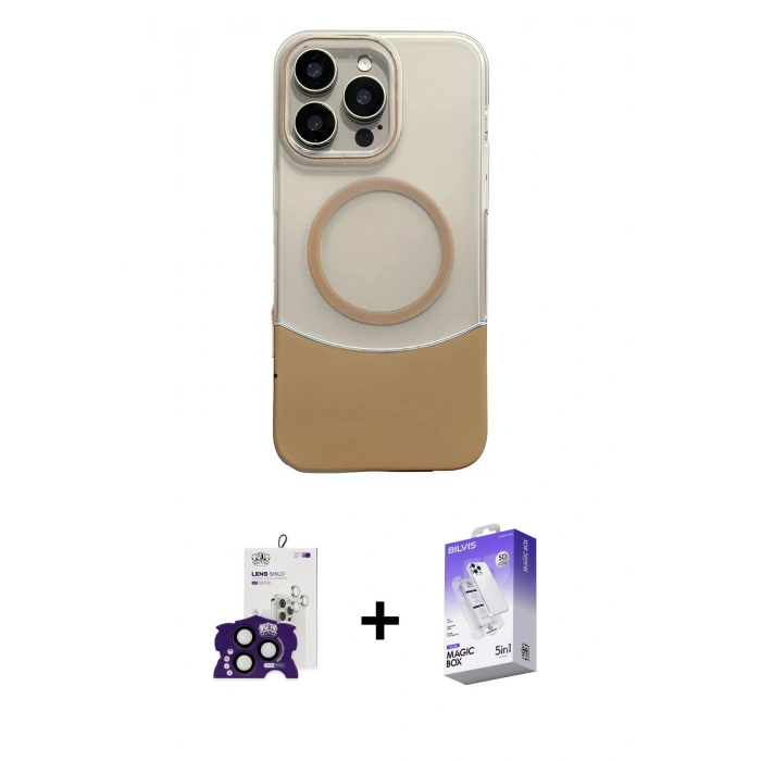 MARSİLYAN™- iPhone 16 Pro Max Kılıf Kozmos Form Özel Seri - Siyah Bilvis 5in1 3D Magic Cam Ekran Koruyucu + Bilvis Titan Kamera Lens - SH