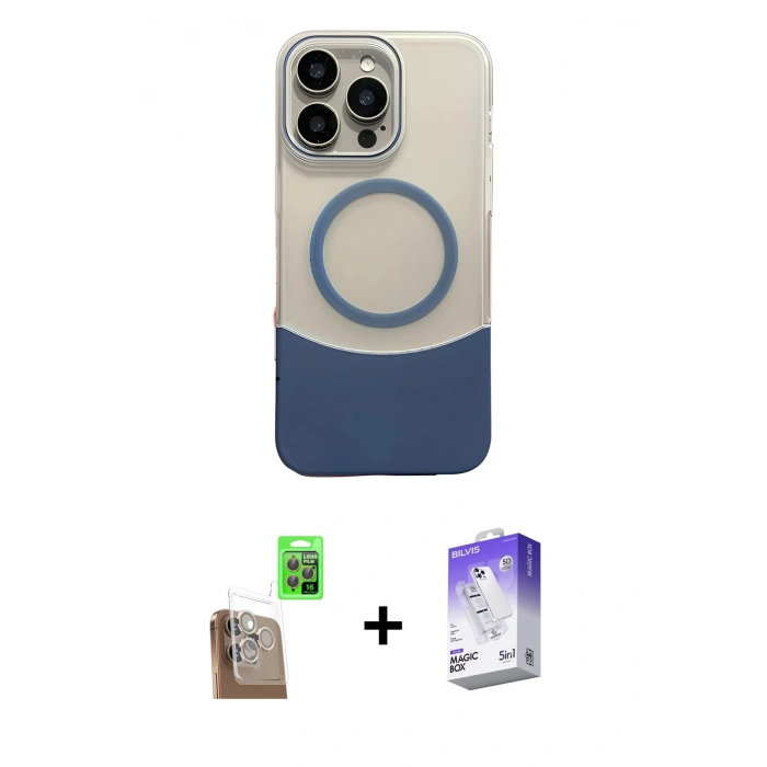 MARSİLYAN™- iPhone 16 Pro Max Kılıf Kozmos Form Özel Seri - Siyah Bilvis 5in1 3D Magic Cam Ekran Koruyucu + Raze Metal Kamera Lens - CLTM