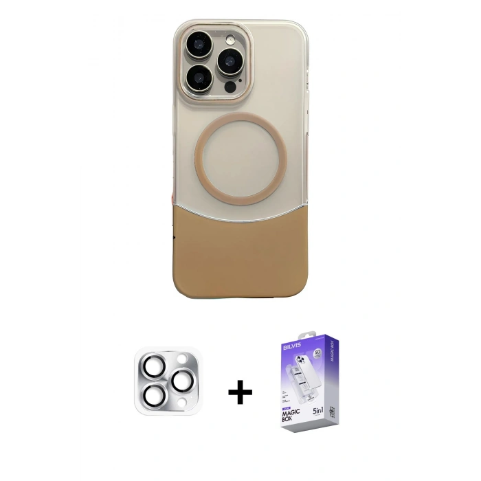 MARSİLYAN™- iPhone 16 Pro Max Kılıf Kozmos Form Özel Seri - Siyah Bilvis 5in1 3D Magic Cam Ekran Koruyucu + Pers Alüminyum Kamera Lens - GS
