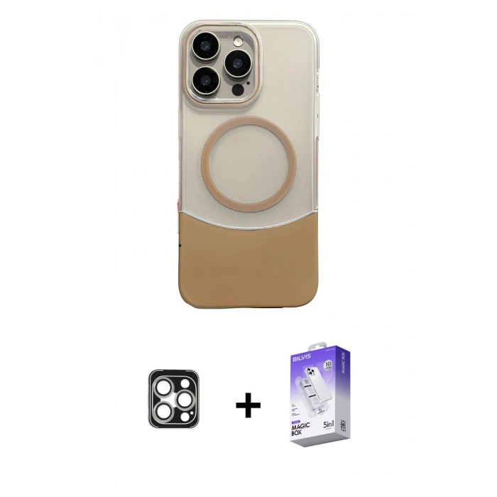 MARSİLYAN™- iPhone 16 Pro Max Kılıf Kozmos Form Özel Seri - Siyah Bilvis 5in1 3D Magic Cam Ekran Koruyucu + PVD Metal Kamera Lens - GS