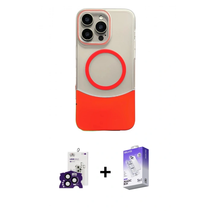 MARSİLYAN™- iPhone 16 Pro Max Kılıf Kozmos Form Özel Seri - Siyah Bilvis 5in1 3D Magic Cam Ekran Koruyucu + Bilvis Titan Kamera Lens - SH