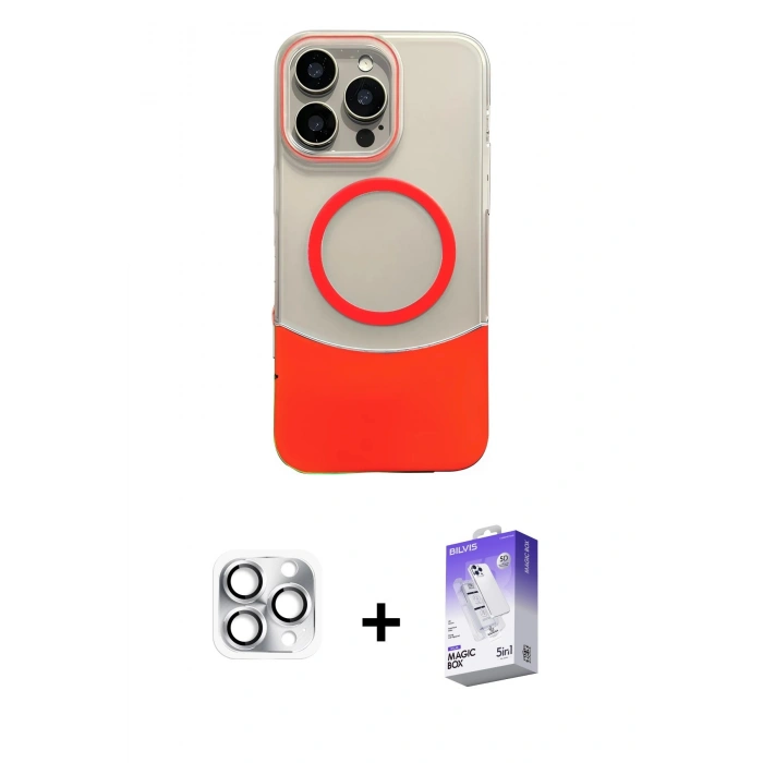MARSİLYAN™- iPhone 16 Pro Max Kılıf Kozmos Form Özel Seri - Siyah Bilvis 5in1 3D Magic Cam Ekran Koruyucu + Pers Alüminyum Kamera Lens - GS
