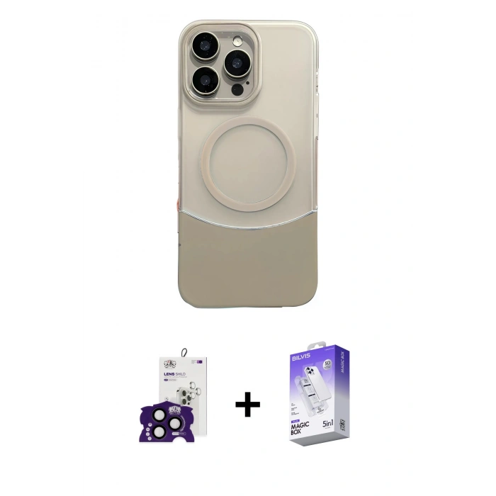MARSİLYAN™- iPhone 16 Pro Max Kılıf Kozmos Form Özel Seri - Siyah Bilvis 5in1 3D Magic Cam Ekran Koruyucu + Bilvis Titan Kamera Lens - SH