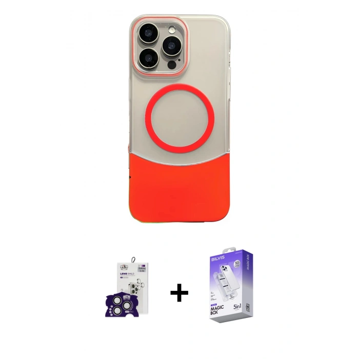 MARSİLYAN™- iPhone 16 Pro Max Kılıf Kozmos Form Özel Seri - Siyah Bilvis 5in1 3D Magic Cam Ekran Koruyucu + Titanyum Gri Bilvis Titan Kamera Lens