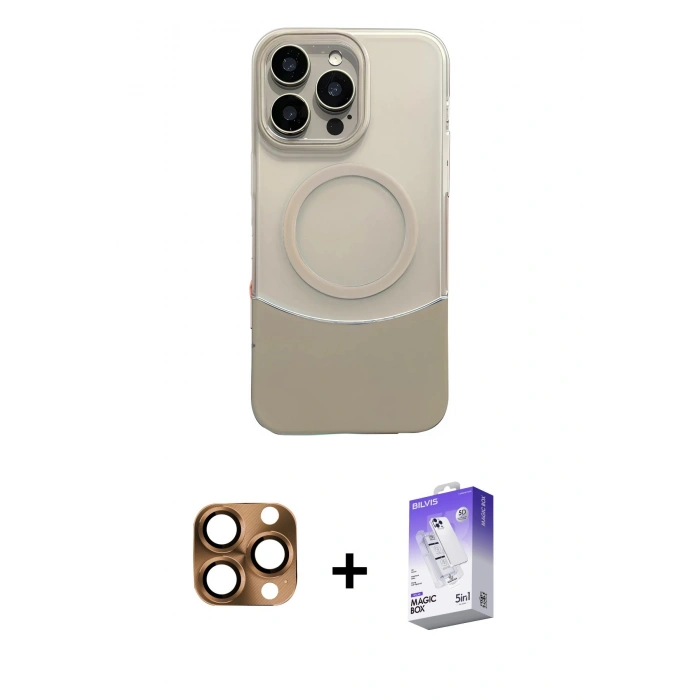 MARSİLYAN™- iPhone 16 Pro Max Kılıf Kozmos Form Özel Seri - Siyah Bilvis 5in1 3D Magic Cam Ekran Koruyucu + Pers Alüminyum Kamera Lens - CLTM