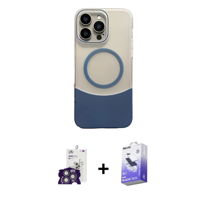 MARSİLYAN™- iPhone 16 Pro Max Kılıf Kozmos Form Özel Seri - Siyah Bilvis 5in1 5D Magic Hayalet Cam Ekran Koruyucu + Bilvis Titan Kamera Lens - GS