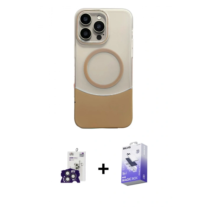 MARSİLYAN™- iPhone 16 Pro Max Kılıf Kozmos Form Özel Seri - Siyah Bilvis 5in1 5D Magic Hayalet Cam Ekran Koruyucu + Bilvis Titan Kamera Lens - TMGI