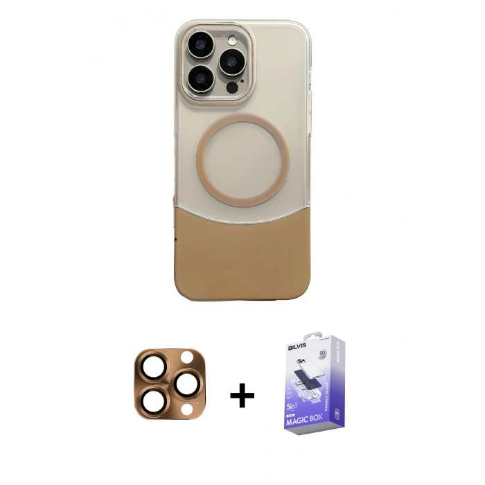 MARSİLYAN™- iPhone 16 Pro Max Kılıf Kozmos Form Özel Seri - Siyah Bilvis 5in1 5D Magic Hayalet Cam Ekran Koruyucu + Pers Alüminyum Kamera Lens - CLTM