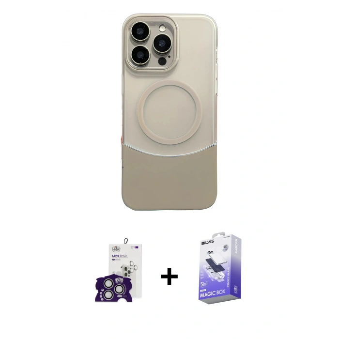 MARSİLYAN™- iPhone 16 Pro Max Kılıf Kozmos Form Özel Seri - Siyah Bilvis 5in1 5D Magic Hayalet Cam Ekran Koruyucu + Bilvis Titan Kamera Lens - GS
