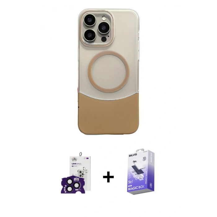 MARSİLYAN™- iPhone 16 Pro Max Kılıf Kozmos Form Özel Seri - Siyah Bilvis 5in1 5D Magic Hayalet Cam Ekran Koruyucu + Bilvis Titan Kamera Lens - SH