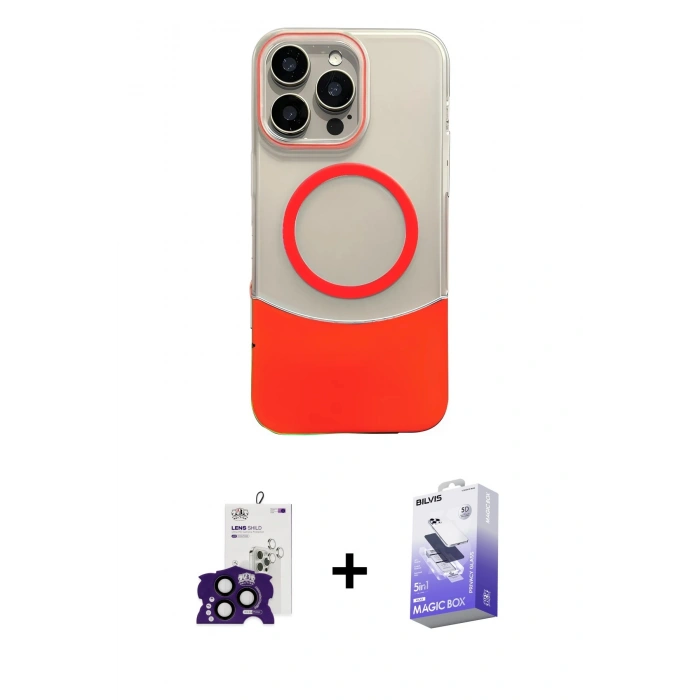 MARSİLYAN™- iPhone 16 Pro Max Kılıf Kozmos Form Özel Seri - Siyah Bilvis 5in1 5D Magic Hayalet Cam Ekran Koruyucu + Bilvis Titan Kamera Lens - SH