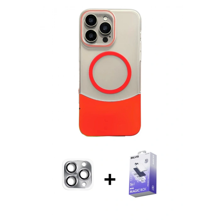 MARSİLYAN™- iPhone 16 Pro Max Kılıf Kozmos Form Özel Seri - Siyah Bilvis 5in1 5D Magic Hayalet Cam Ekran Koruyucu + Pers Alüminyum Kamera Lens - GI