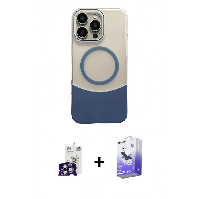 MARSİLYAN™- iPhone 16 Pro Max Kılıf Kozmos Form Özel Seri - Siyah Bilvis 5in1 5D Magic Hayalet Cam Ekran Koruyucu + Bilvis Titan Kamera Lens - TMGI