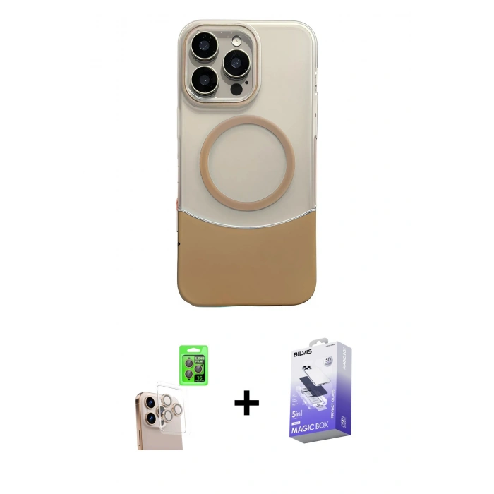MARSİLYAN™- iPhone 16 Pro Max Kılıf Kozmos Form Özel Seri - Siyah Bilvis 5in1 5D Magic Hayalet Cam Ekran Koruyucu + Raze Metal Kamera Lens - NLGY