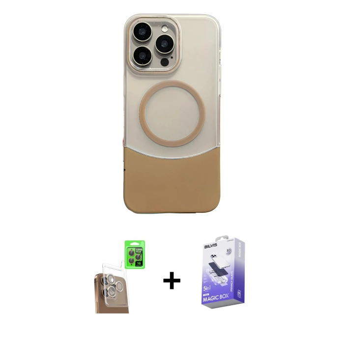 MARSİLYAN™- iPhone 16 Pro Max Kılıf Kozmos Form Özel Seri - Siyah Bilvis 5in1 5D Magic Hayalet Cam Ekran Koruyucu + Raze Metal Kamera Lens - CLTM