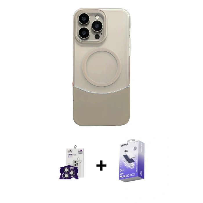 MARSİLYAN™- iPhone 16 Pro Max Kılıf Kozmos Form Özel Seri - Siyah Bilvis 5in1 5D Magic Hayalet Cam Ekran Koruyucu + Bilvis Titan Kamera Lens - TMGI