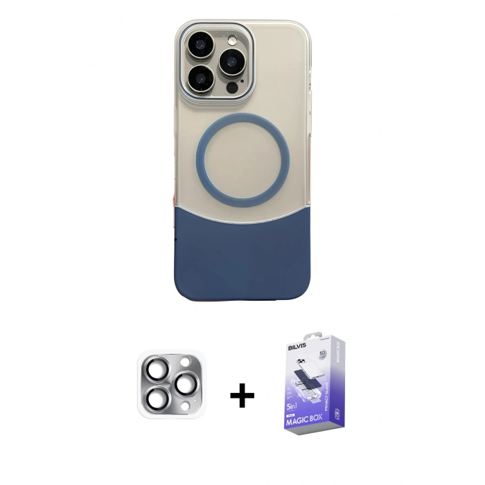 MARSİLYAN™- iPhone 16 Pro Max Kılıf Kozmos Form Özel Seri - Siyah Bilvis 5in1 5D Magic Hayalet Cam Ekran Koruyucu + Pers Alüminyum Kamera Lens - GI