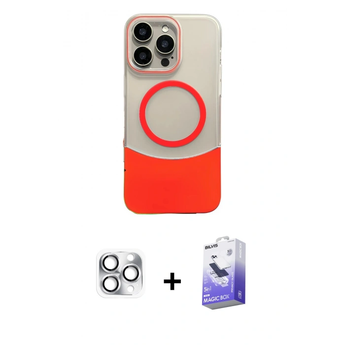 MARSİLYAN™- iPhone 16 Pro Max Kılıf Kozmos Form Özel Seri - Siyah Bilvis 5in1 5D Magic Hayalet Cam Ekran Koruyucu + Pers Alüminyum Kamera Lens - GS