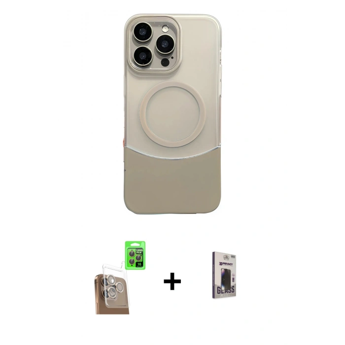 MARSİLYAN™- iPhone 16 Pro Max Kılıf Kozmos Form Özel Seri - Siyah Bilvis Hayalet Cam Ekran Koruyucu + Raze Metal Kamera Lens - CLTM
