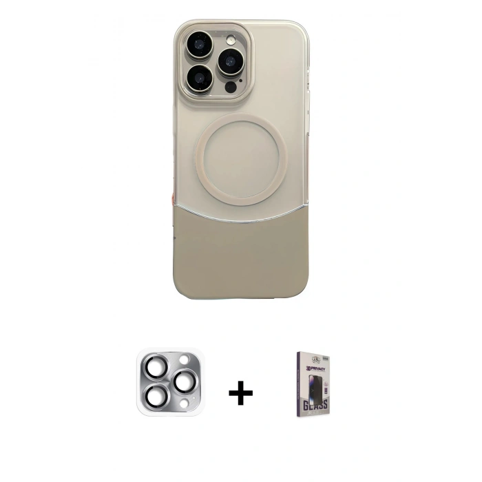 MARSİLYAN™- iPhone 16 Pro Max Kılıf Kozmos Form Özel Seri - Siyah Bilvis Hayalet Cam Ekran Koruyucu + Pers Alüminyum Kamera Lens - GI