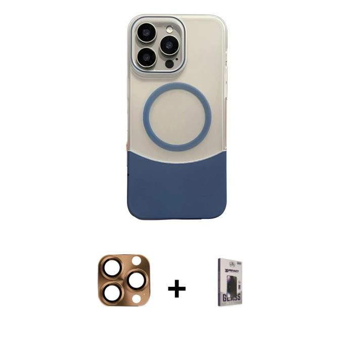 MARSİLYAN™- iPhone 16 Pro Max Kılıf Kozmos Form Özel Seri - Siyah Bilvis Hayalet Cam Ekran Koruyucu + Pers Alüminyum Kamera Lens - CLTM