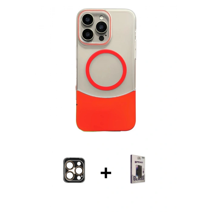 MARSİLYAN™- iPhone 16 Pro Max Kılıf Kozmos Form Özel Seri - Siyah Bilvis Hayalet Cam Ekran Koruyucu + PVD Metal Kamera Lens - GD