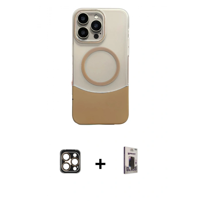 MARSİLYAN™- iPhone 16 Pro Max Kılıf Kozmos Form Özel Seri - Siyah Bilvis Hayalet Cam Ekran Koruyucu + PVD Metal Kamera Lens - GD