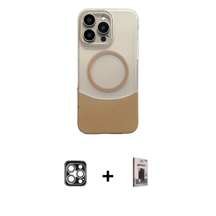 MARSİLYAN™- iPhone 16 Pro Max Kılıf Kozmos Form Özel Seri - Siyah Bilvis Hayalet Cam Ekran Koruyucu + PVD Metal Kamera Lens - GS