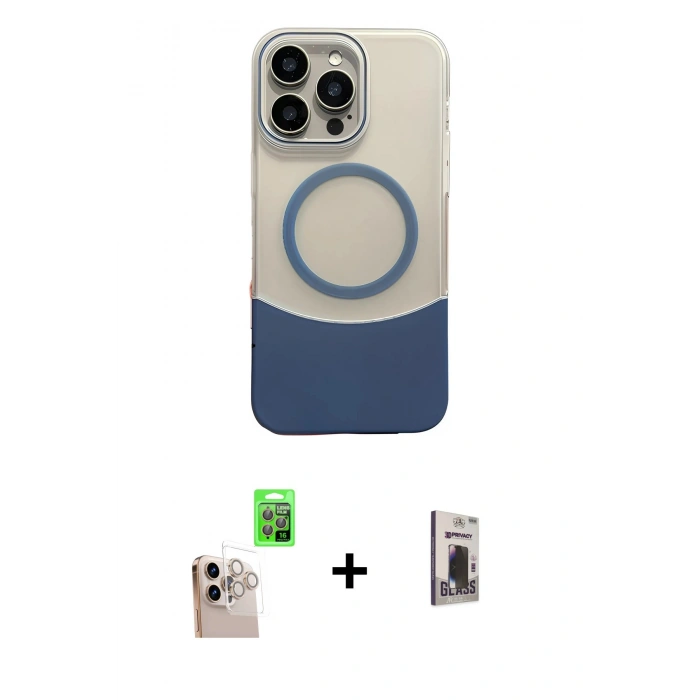 MARSİLYAN™- iPhone 16 Pro Max Kılıf Kozmos Form Özel Seri - Siyah Bilvis Hayalet Cam Ekran Koruyucu + Raze Metal Kamera Lens - NLGY