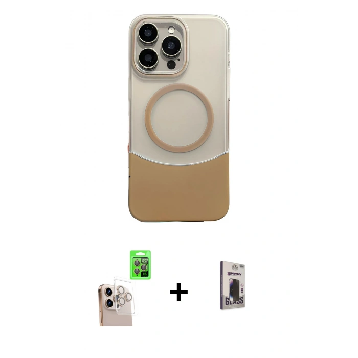 MARSİLYAN™- iPhone 16 Pro Max Kılıf Kozmos Form Özel Seri - Siyah Bilvis Hayalet Cam Ekran Koruyucu + Raze Metal Kamera Lens - NLGY