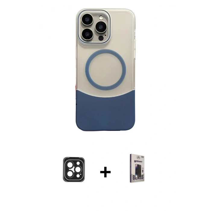 MARSİLYAN™- iPhone 16 Pro Max Kılıf Kozmos Form Özel Seri - Siyah Bilvis Hayalet Cam Ekran Koruyucu + PVD Metal Kamera Lens - SH