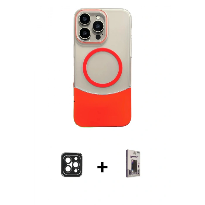 MARSİLYAN™- iPhone 16 Pro Max Kılıf Kozmos Form Özel Seri - Siyah Bilvis Hayalet Cam Ekran Koruyucu + PVD Metal Kamera Lens - SH