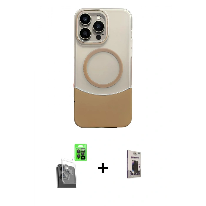 MARSİLYAN™- iPhone 16 Pro Max Kılıf Kozmos Form Özel Seri - Siyah Bilvis Hayalet Cam Ekran Koruyucu + Siyah Raze Metal Kamera Lens