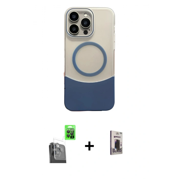 MARSİLYAN™- iPhone 16 Pro Max Kılıf Kozmos Form Özel Seri - Siyah Bilvis Hayalet Cam Ekran Koruyucu + Siyah Raze Metal Kamera Lens