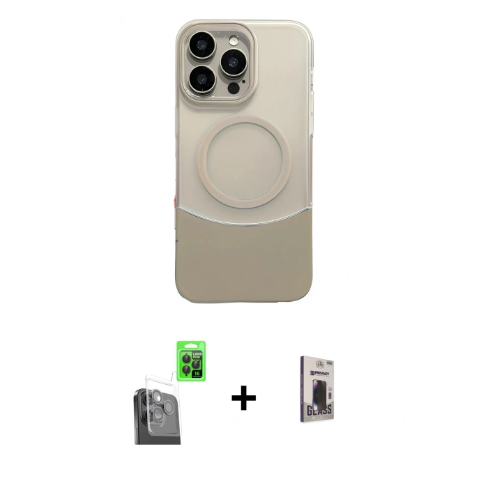 MARSİLYAN™- iPhone 16 Pro Max Kılıf Kozmos Form Özel Seri - Siyah Bilvis Hayalet Cam Ekran Koruyucu + Siyah Raze Metal Kamera Lens